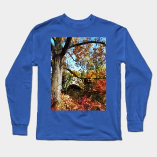 Autumn Tree by Small Stone Bridge Long Sleeve T-Shirt